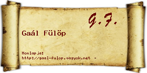 Gaál Fülöp névjegykártya